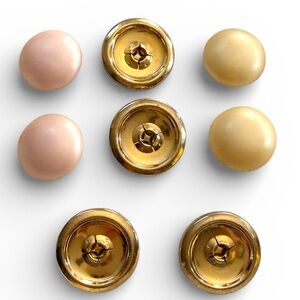 Vintage Coro snap interchangeable clip-on earrings gold tone pink & cream